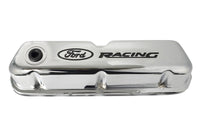 Ford Racing Logo Stamped Steel Valve Covers - Chrome