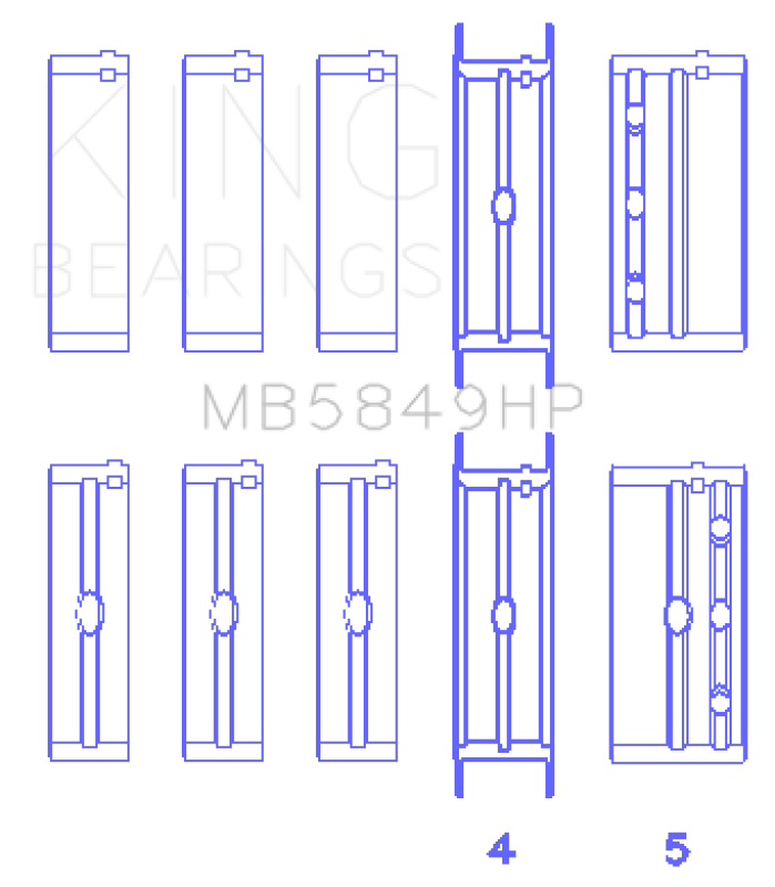 King Engine Bearings Pontiac 455 (Size .001) Main Bearing Set