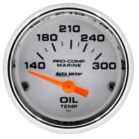 Autometer Marine Chrome Ultra-Lite 2-1/16in Electric Oil Temperature Gauge 140-300 Deg F