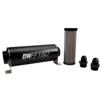 DeatschWerks Stainless Steel 8AN 5 Micron Universal Inline Fuel Filter Housing Kit (160mm)