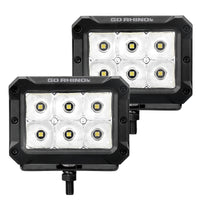 Go Rhino Xplor Bright Series Rectangle LED Spot Light Kit (Surface/Thread Stud Mnt) 4x3 - Blk (Pair)