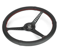 NRG Reinforced Stealth Wheel (380mm) 3 Spoke Center - 1in Deep Dish - Perforated Leather Red Stitch