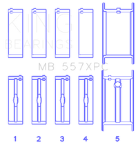 King General Motors 262/ 267/ 302/ 307/ 327/ 350 (Size STDX) pMaxBlack Coated Main Bearing Set