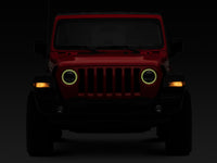 Raxiom 18-22 Jeep Wrangler JL/JT Axial 9-Inch LED Headlights w/RGB Halo- Black Housing (Clear Lens)
