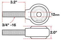 SPC Performance xAxis Sealed Flex Joint RH 3/4in-16x12mm BH x 2in W