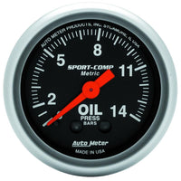 Autometer Sport Comp 52.4 mm Mechanical 0-14 Kg/ Cm2 Oil Pressure Metric Gauge