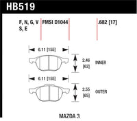 Hawk HP+ 08-09 Mazda 3 / Ford/ Volvo DTC-60 Race Front Brake Pads