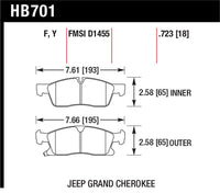 Hawk 11-12 Dodge Durango / 11-12 Jeep Grand Cherokee HPS Front Street Brake Pads