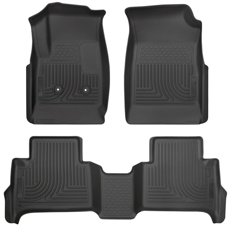 Husky Liners 15-22 GM Colorado/Canyon Double Cab WeatherBeater Front & 2nd Row Floor Liners - Black