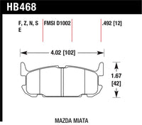 Hawk 04-05 Mazda Miata HT-10 Race Rear Brake Pads