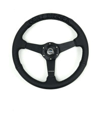 NRG Reinforced Black Perforated Leather Steering Wheel 350mm / 1.5in Deep w/ Goal Digger Blk Stitch