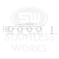 Stainless Works SBF Rectangular Shaped Port Header 304SS Exhaust Flanges 1-7/8in Primaries (2in BP)