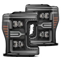 AlphaRex 17-19 Ford F-250/350/450 SD NOVA-Series LED Proj Headlights Bk w/Actv Light SeqSig & SBDRL