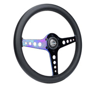 NRG Light Weight Gaming Steering Wheel - Driftz 350mm 3 NeoChrome Spokes Perforated Leather