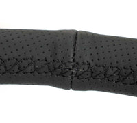 NRG Reinforced Stealth Wheel (380mm) 3 Spoke Center 1in Deep Dish - Perforated Leather Black Stitch