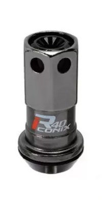 Project Kics R40 Iconix 12x1.50 Black Lug Nut (Black Seat) - 1pc