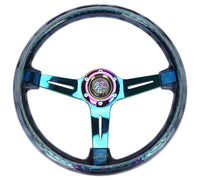 NRG Reinforced Steering Wheel (350mm / 2in. Deep) Matsuri Smoke Clear Acrylic w/ Neochrome Spoke
