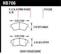 Hawk 11-12 Chevy Cruze Eco/LS/1LT/2LT/LTZ / 12 Sonic LS/LT/LTZ HP Plus Front Street Brake Pads