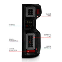 ANZO 19-21 Chevy Silverado Work Truck Full LED Taillights Blk Housing Smoke Lens G2 (w/C light Bars)