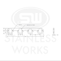 Stainless Works SBF Stock Rectangular Shaped Port 304SS Exhaust Flanges 1-3/4in Primaries (2in BP)