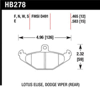 Hawk Lotus Elise 12mm Ht-10 Rear Race Brake Pads