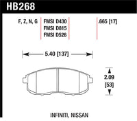 Hawk 03-04 G35/03-05 G35X/ 02-05 350z w/o Brembo DTC-60 Race Front Brake Pads