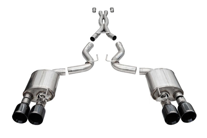 Corsa 20-22 Ford Mustang GT500 3.0in Dual Rear Exit Catback w/ Twin 5.0in Blk Straight Cut Pro Tips