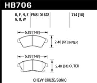 Hawk 11-12 Chevy Cruze Eco/LS/1LT/2LT/LTZ / 12 Sonic LS/LT/LTZ HP Plus Front Street Brake Pads