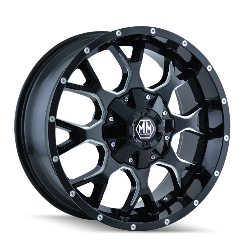 Mayhem 8015 Warrior 20x10 / 8x170 BP / -25mm Offset / 125.2mm Hub Gloss Black Milled Wheel