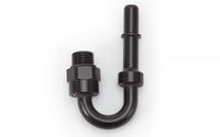 Russell Performance Adpt Fitting 3/8in SAE Qck Dis Male to #8 SAE Port Male Swvl End 90 Deg Blk Anod