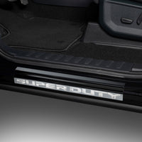 Putco 17-20 Ford SuperDuty Reg/Super Cab w/ SUPERDUTY Etching (2pcs) Black Platinum Door Sills