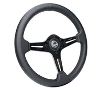 NRG Light Weight Gaming Steering Wheel - 350mm 3 Chrome Silver Spokes Perforated Leather