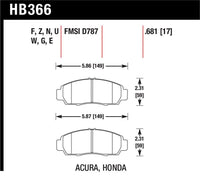 Hawk 04-10 Acura TSX / 99-08 TL / 01-03 CL / 03-10 Honda Accord EX Blue 9012 Race Front Brake Pads