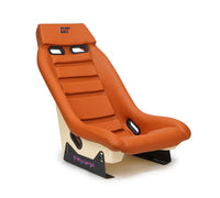 NRG GT Retro Bucket Seat - Brown PVC Leather Brown Stitching Off-White Fiberglass Back