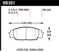 Hawk 02-06 Acura RSX / 06-11 Honda Si / 00-09 S2000 HT-10 Race Front Brake Pads