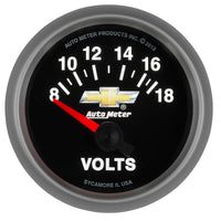 AutoMeter Gauge Voltmeter 2-1/16in. 18V Electric Chevy Gold Bowtie