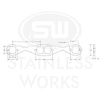 Stainless Works Small Block Chevy Squared Oval Port Header 304SS Exhaust Flanges 1-7/8in Primaries
