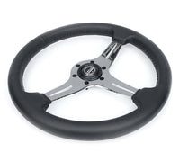 NRG Light Weight Gaming Steering Wheel - 350mm 3 Chrome Silver Spokes Perforated Leather