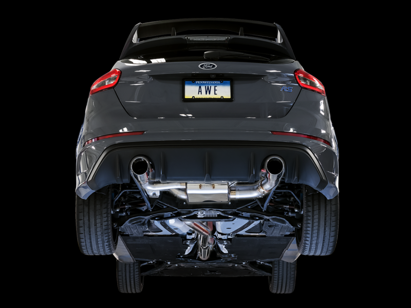 AWE Tuning Ford Focus RS SwitchPath Cat-Back Exhaust - Chrome Silver Tips