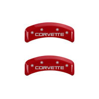 MGP 4 Caliper Covers Gloss Red Engraved with Corvette C4 (Full Kit 4 Pieces)