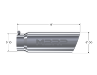 MBRP Universal Tip 6in OD Angled Rolled End 5in Inlet 18in Length T304 Exhaust