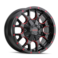 Mayhem 8015 Warrior 18x9 / 6x135 BP / 18mm Offset / 106mm Hub Black w/ Prism Red Wheel