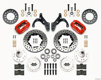 Wilwood Forged Dynalite Front Kit 11.00in Drill-Red 65-68 Chevy Impala -Drum Spindle