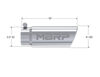 MBRP Universal Tip 4in O.D. Angled Rolled End 3.5in inlet 10 length