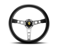 Momo Prototipo Steering Wheel 350 mm - Black Leather/Wht Stitch/Brushed Spokes