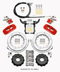 Wilwood AERO4 / MC4 Rear Kit 14.00 Red 15-23 Mustang w/Lines & Cables