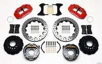 Wilwood Narrow Superlite 4R Rear P-Brk Kit 12.88in Drilled Red Chevy 12 Bolt w/ C-Clips Staggered mt