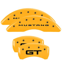 MGP 4 Caliper Covers Engraved Front 2015/Mustang Engraved Rear 2015/GT Yellow finish black ch
