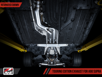 AWE Tuning 2020 Toyota Supra A90 Resonated Touring Edition Exhaust - 5in Chrome Silver Tips