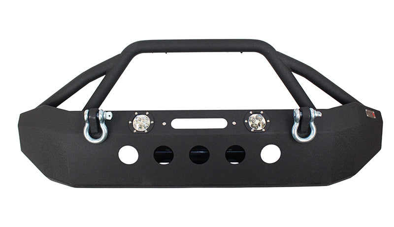 Fishbone Offroad 07-18 Jeep Wrangler Front Winch Bumper W/LEDs Full Width - Blk Textured Powdercoat